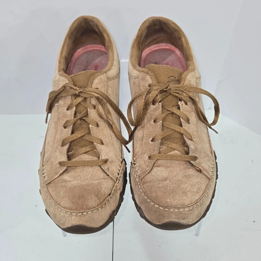 Skechers Relaxed Fit Memory Foam Tan Suede Sneakers Shoes 49336 Womens 10